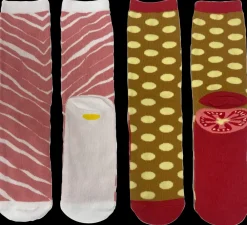 Sokker med madmotiver, English Breakfast 2-pak| Strømper Og Arbejdsstrømper