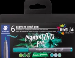 Staedtler Pensel tusch pigmentart grøn 6-pak| Øvrige Hobbyartikler