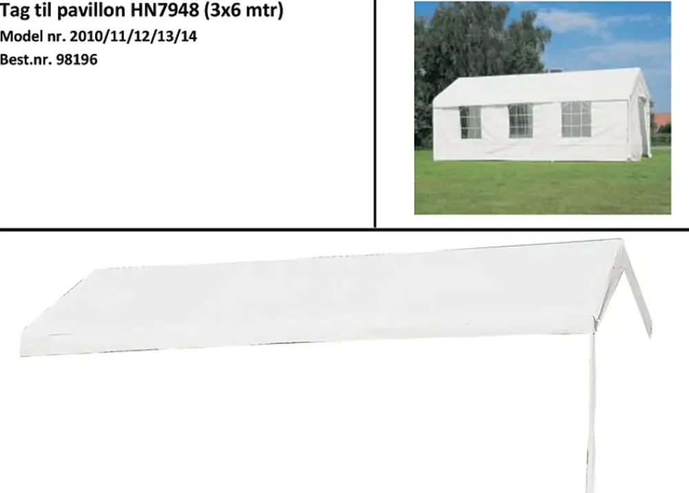 Tag til Partytelt 3 x 6 m - hvid| Pavilloner, Partytelte Og Tilbehør