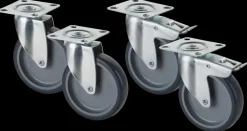 Tente Hjul drejeligt 100 mm 4-pak| Transporthjul Og Løse Hjul