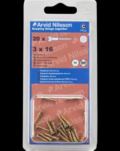 Arvid Nilsson Træskrue messing 3 x 16 mm 20-pak| Skruer