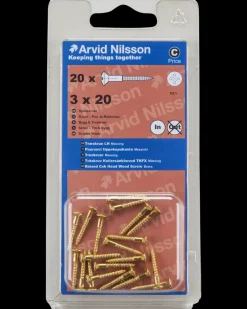 Arvid Nilsson Træskrue messing 3 x 20 mm 20-pak| Skruer