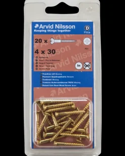Arvid Nilsson Træskrue messing 4 x 30 mm 20-pak| Skruer